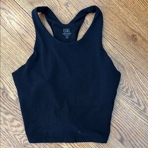 Athleta Girl Black Fitted Crop Tank Top Sleeveless
